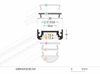 77270020 - LED Profil SURFACE10 anod. (BC/UX) / 2m