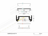 A2020020 - LED Profil SURFACE14 anod. (EF/TY) / 2m