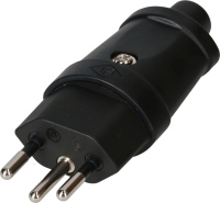 Gummi Stecker T12 IP20 schwarz strong